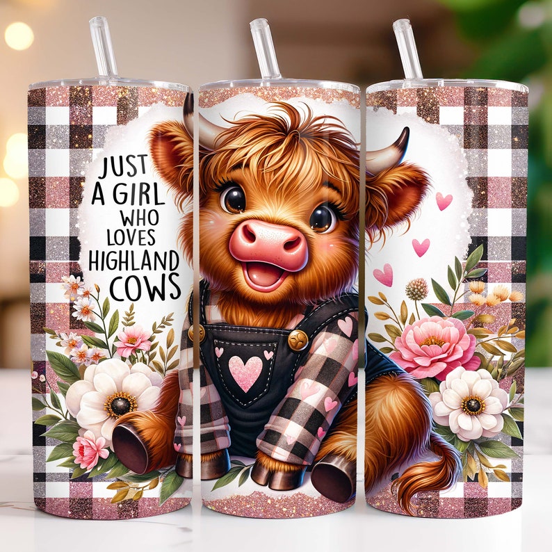 Baby Highland Cow Tumbler Wrap 20 Oz Skinny Tumbler Sublimation Design ...