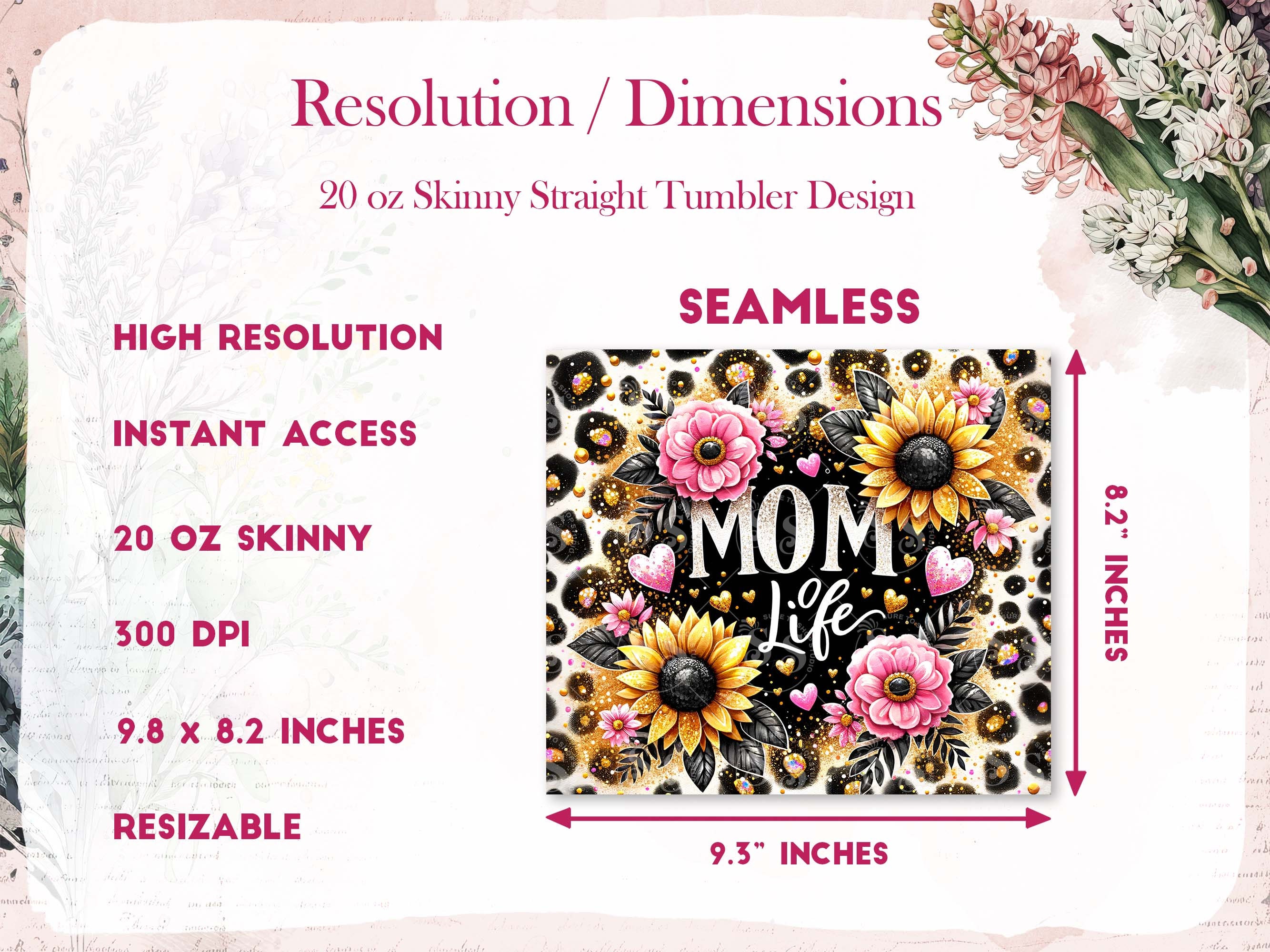 Mom Life 20 Oz Skinny Tumbler Sublimation Design, Mother's Day Tumbler ...