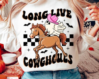 Western Halloween Png, Long Live Cowghouls png, Cowboy Ghost Png, Spooky Png, Funny Halloween Shirt Sublimation Design, Retro Halloween Png