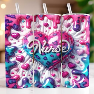 Nurse Tumbler Wrap, Nurse 20oz Tumbler PNG Sublimation Design, Heart Hole in a Wall Nurse Tumbler Wrap, Digital Download