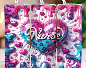 Nurse Tumbler Wrap, Nurse 20oz Tumbler PNG Sublimation Design, Heart Hole in a Wall Nurse Tumbler Wrap, Digital Download
