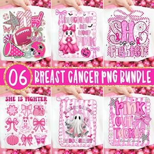 Breast Cancer Bundle PNG, Preppy Breast Cancer Png, In October We Wear Pink Png, Pink Ghost png, Football Breast cancer png, Pink Ribbon Png