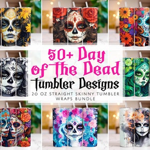 AVITO Sugar Skull Tumbler, Día de Los Muertos Cup, Day of the Dead Gifts,  Día de los Muertos Tumbler (20 oz with Sliding Lid)