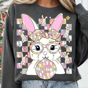 Coup de pinceau lapin de Pâques PNG, paillettes lapin Coquette noeud Png, joyeuses Pâques Png, noeud de Pâques rose PNG, rétro Pâques png, filles enfants Pâques Png