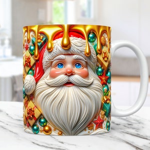3D Santa Christmas Mug Wrap Bundle Cute Mug Wrap Sublimation Designs ...
