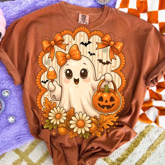 Coquette Cute Ghost PNG, Fall Halloween Sublimation Design, Halloween Png, Autumn Png, Girly Spooky Season Png, Digital Download for Shirts