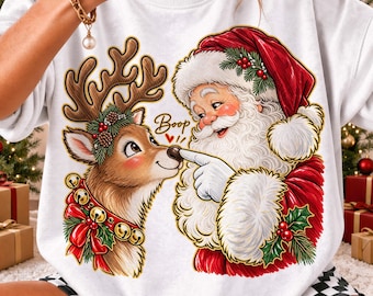 Christmas Santa Claus Boop PNG, Girly Christmas Png, Reindeer Santa Boop Png, Retro Christmas PNG, Funny Santa, Trendy Xmas, Digital File