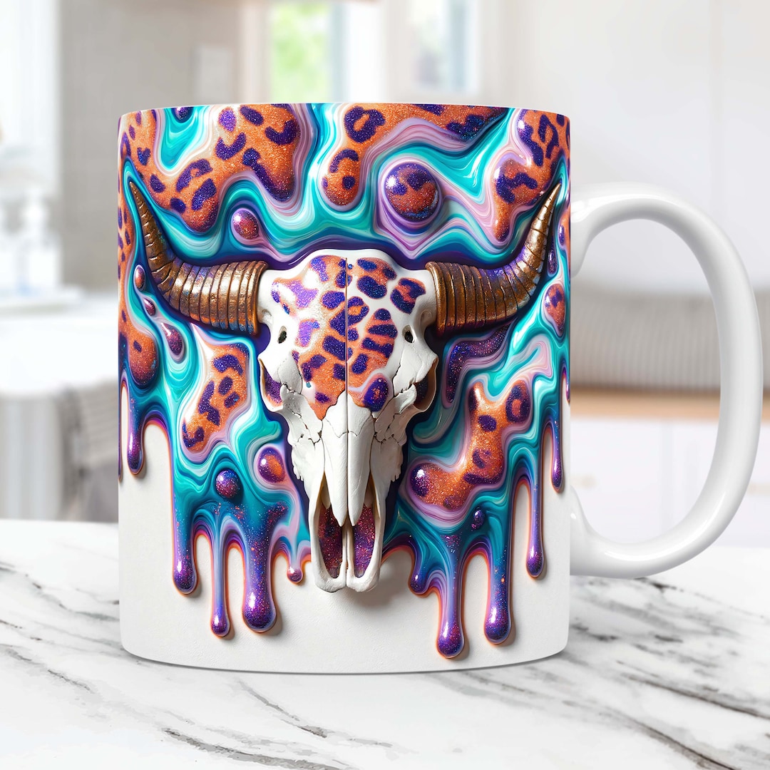 Edelstahl-Wasserflasche 1,2 L Mit Longhorn-Gravur – Western-Design, Mit Henkel & Strohhalm, Hält Getränke Heiß/kalt