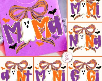 Preppy Halloween Boo Mama PNG, Cute Ghost Halloween Mama Png, Ghost PNG, Halloween Nana Mimi Png, Fall Png, Spooky Mama Png, Brushstroke