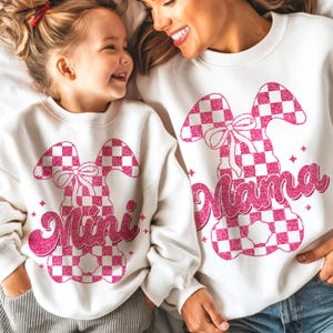 Mama Mini Easter PNG, Glitter Easter Bunny Png, checkered mama mini png, Coquette Easter Mama Png, Easter PNG, Girls Kids Easter Png