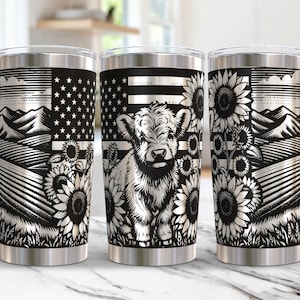 Highland Cow Tumbler Wrap Laser Svg, 20oz Laser Engraved Tumbler Wrap, Laser Engraving Svg, Highland Cow 20 oz Tumbler Laser File Svg Design