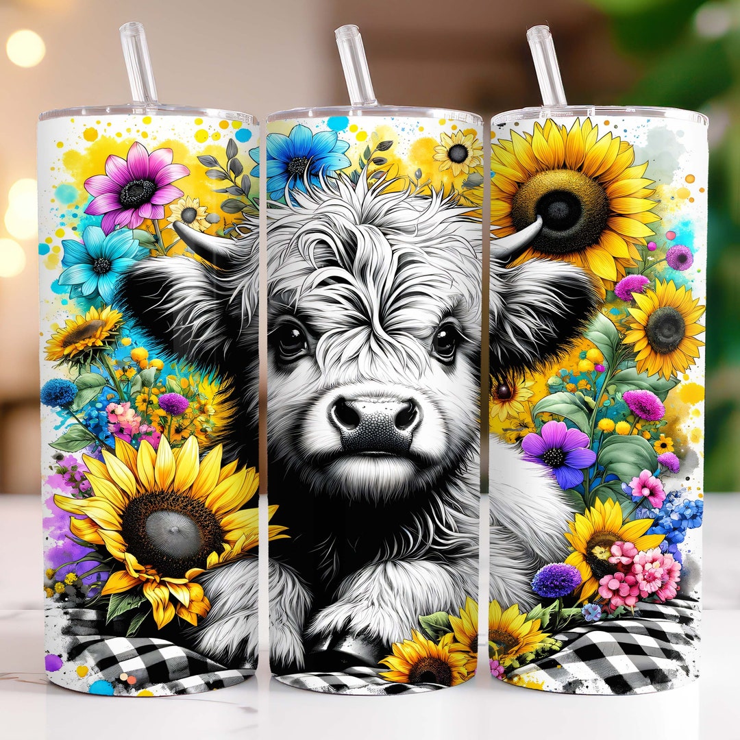 Highland Cow 20oz Skinny Tumbler Sublimation Design Png 20 Oz Straight ...
