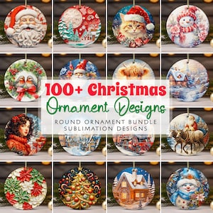 100 Christmas Ornament Bundle PNG Sublimation Designs, 3D Christmas Round Ornament png Template, Instant Digital Download