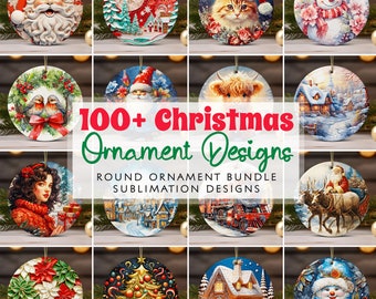 100 Weihnachtsschmuck Bundle PNG Sublimationsentwürfe, 3D Weihnachtsrunde Ornament PNG Vorlage, sofortiger digitaler Download