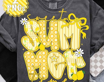 Zoete zomertijd png, coquette zomer png, zomercitroen png, zomer geruit png, preppy zomer png, strand zomer png, digitaal bestand