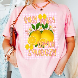 Easy Peasy Png, Lemon Summer Png, Preppy Lemon Coquette Png, Summer Vibes Png, Girly Summer Shirt Design, Lemon Shirt Png, Lemonade Design image 3