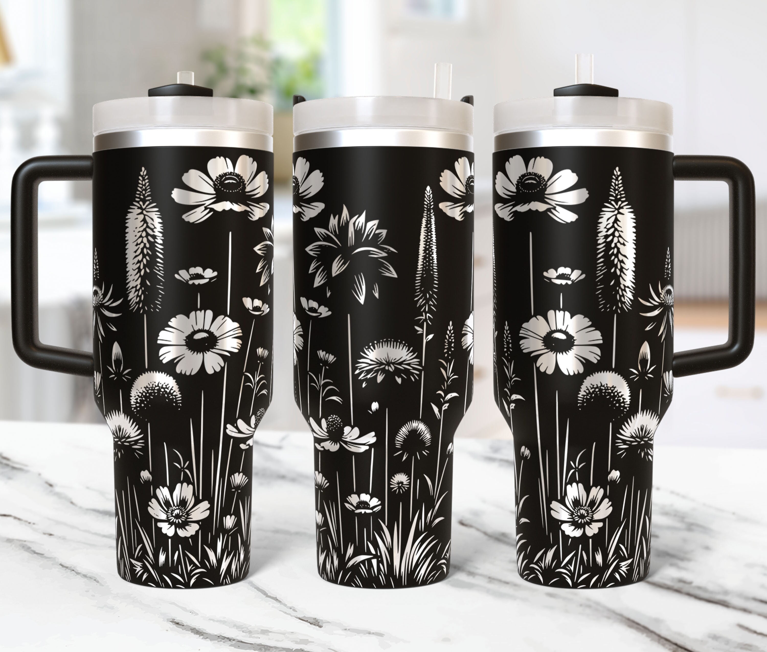 Wildflowers Tumbler Wrap Laser Svg 40oz Laser Engraved Tumbler Wrap ...