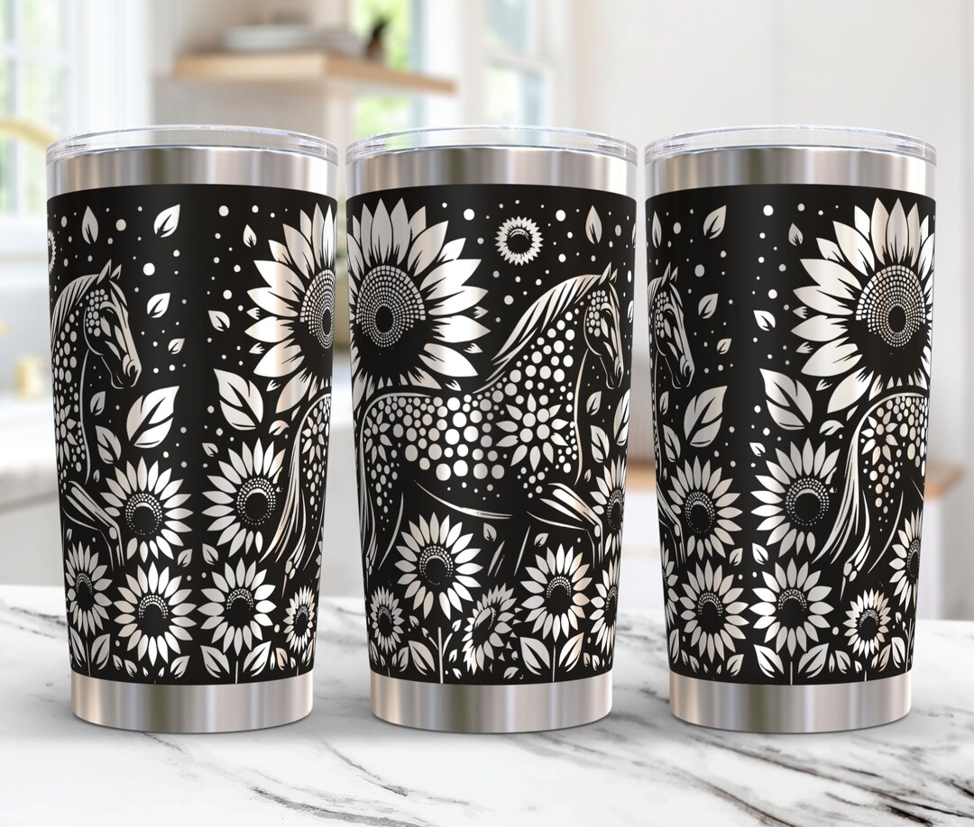 Horse Tumbler Wrap Laser File Svg Flowers 20oz Tumbler Laser Svg Design ...