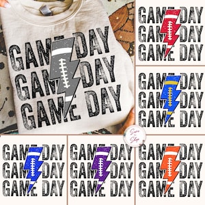 Lightning Bolt Game Day Football Png Bundle, Touchdown Season Png, Football Team Colors, Fall Football Mama Png, Game Day Png, Team Spirit