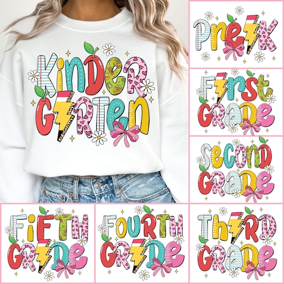 Retro Back to School Png Bundle, First Day Of School Png, Kindergarten Png, School Bundle Png, First/Second/Third Grade Designs, Teacher PNG