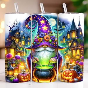 Halloween Gnome Tumbler Wrap, 20oz Skinny Tumbler Sublimation Design, Gnome Tumbler Wrap Halloween Tumbler Wrap, Digital Download