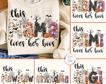 This Mama Loves Her Boos Bundle Png, Spooky Mama Png, Halloween Grandma Png, Halloween Mama Designs, Halloween Nana Png, Spooky Season Png