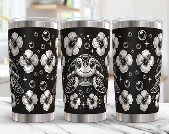 Floral Turtle Tumbler Wrap Laser File Svg 20oz Laser Engraved Baby Turtle Tumbler Laser Engraving Svg Summer 20 oz Tumbler Laser Svg Design