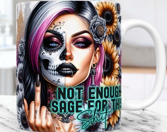 Blommig sarkastisk muggomslag sublimeringsmuggdesignmallar PNG, 11oz och 15oz rolig sarkasm badass muggomslag, digital nedladdning