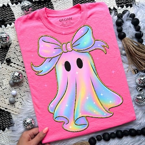 Iridescent Ghost Pumpkin Png, Coquette Halloween Design, Girly Halloween Png, Halloween Png, Iridescent Ghost Pumpkin Png, Cute Ghost Png
