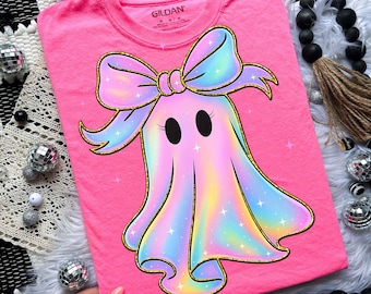 Iridescent Ghost Pumpkin Png, Coquette Halloween Design, Girly Halloween Png, Halloween Png, Iridescent Ghost Pumpkin Png, Cute Ghost Png