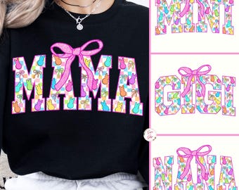 Coquette Mama Easter Bundle Png, Happy Easter PNG, Easter Png, Mini, Nana, Gigi, Retro Easter Egg Png, Easter Bunny Png, Glitter Spring Png