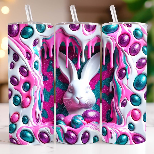 3D Easter Bunny Tumbler Wrap, 20oz Tumbler PNG Sublimation Design, Rabbit Hole In A Wall Egg Easter Tumbler Wrap, Easter Day Tumbler Wrap