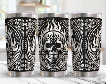 Schädel Tumbler Wrap Laser-Datei-Svg 20 Unzen Floral gravierte Tumbler Laser-Datei- Schädel-Blume 20 oz Tumbler WrapmpSv Design Laser-Gravur-Svg