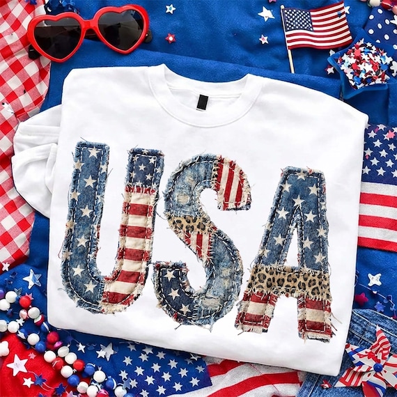 4th of July Faux Patchwork USA Png, 4th of July Png, USA Png, American Flag Png, Patchwork Patriotic Design, USA Flag Png, Digital Download