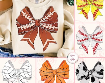 Sports Coquette Bow PNG Bundle, Sports PNG Bundle, Football Png, Volleyball Png, Baseball Png, Game Day, Softball Png, School Team Png