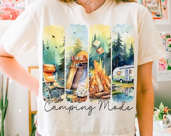 Camping Mode PNG, Retro Summer PNG, Family Adventure Sublimation Design, Brushstroke, Outdoors Png, Camping Shirt Design, Vintage Camping