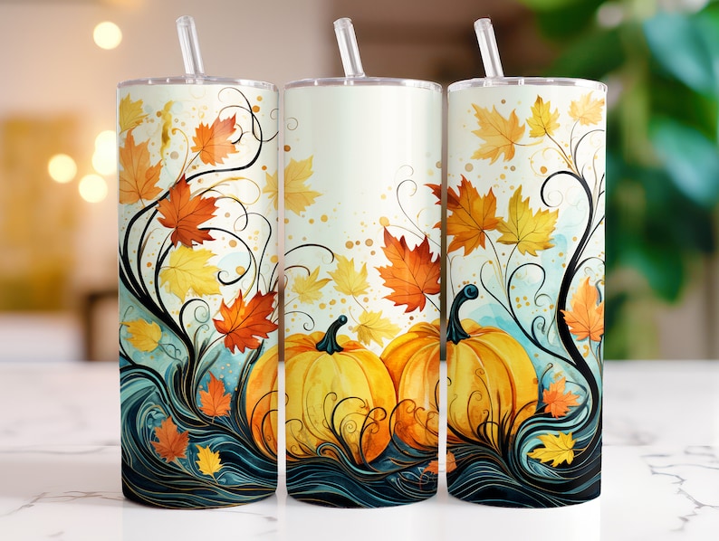 Fall Tumbler Wrap Bundle 20 Oz Skinny Tumbler Sublimation Designs ...