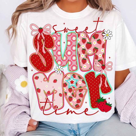 Sweet Summer Time PNG, Summer Strawberry Png, Coquette Summer Png, Retro Summer Png, Summer Checkered Png, Beach Png, Preppy Summer Png