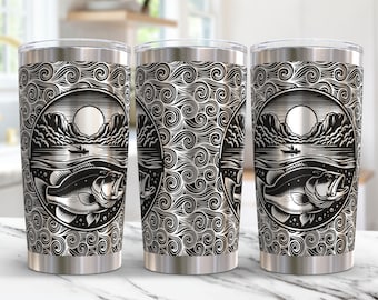 釣り用タンブラーラップ レーザー SVG、20 オンス レーザー彫刻タンブラーラップ、バス釣り人 20 オンス タンブラー レーザーファイル SVG デザイン、レーザー彫刻 SVG