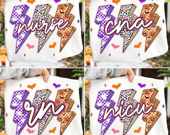 Lace Halloween Nurse Png Bundle, Spooky Nurse png, Nurse Halloween Leopard Checkered Fall, NICU, CNA, RN Nurse png, Nurse Fall Sublimation