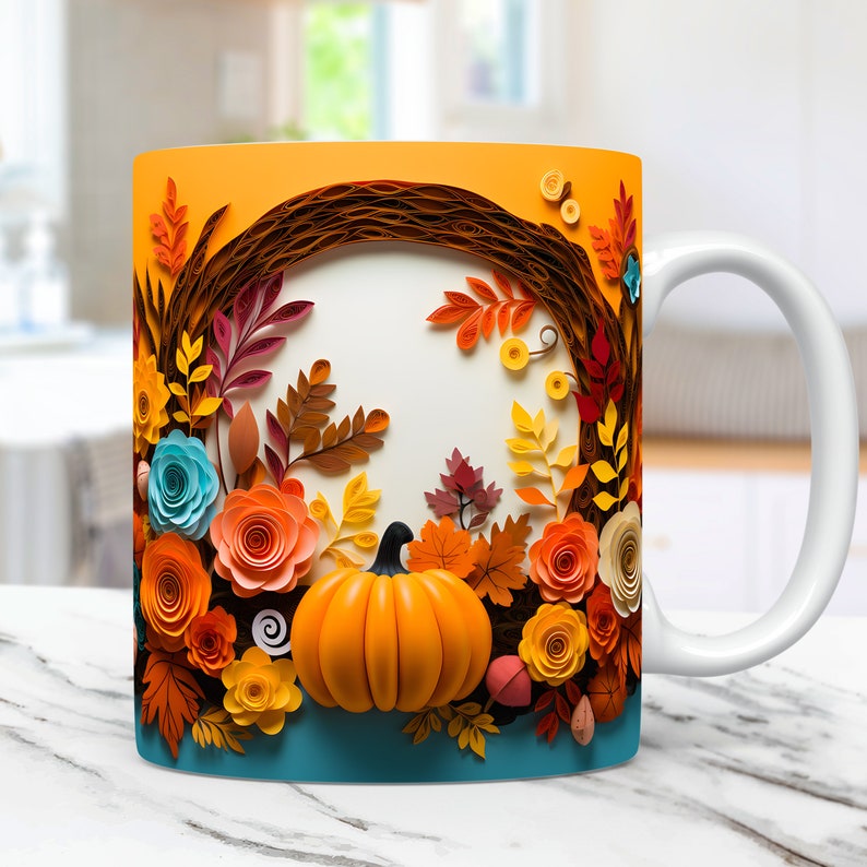 3D Fall Mug Wrap Bundle Mug Wrap Sublimation Designs PNG, 11oz and 15oz ...