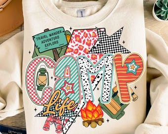 Vida de campamento preppy (PNG), Modo camping (PNG), Camping (PNG), Regalo para amantes del camping (PNG), Verano coqueto (PNG), Diseño de sublimación de aventura familiar