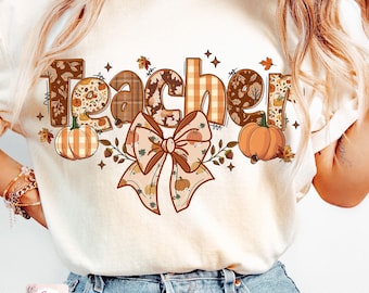 Teacher Fall Coquette Png, Teach Love Inspire Png, Teacher Autumn Doodle Png, Back To School Png, Fall Teacher Gift, Teacher Appreciation