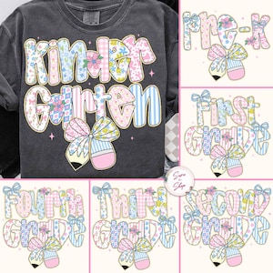 Preppy Back to School Floral Bundle Png, First Day Of School Png, Preppy School Png, School Bundle Png, First/Second/Third Grade Design