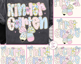 Preppy Back to School Floral Bundle Png, First Day Of School Png, Preppy School Png, School Bundle Png, First/Second/Third Grade Design