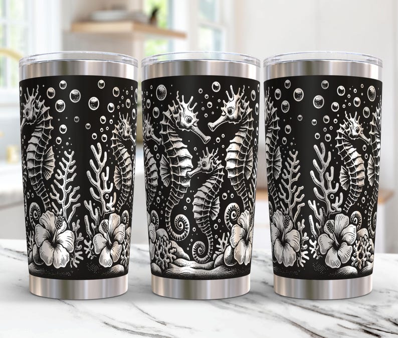 Seahorse Tumbler Wrap Laser Svg 20oz Laser Engraved Ocean Seahorse ...