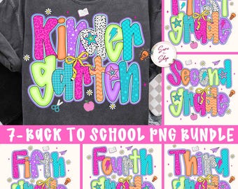 Preppy Back to School Bundle PNG, Preppy Teacher First Day of School Shirt Design, Pre-k 1st/2nd/3rd Grade, Girly Coquette Sublimation