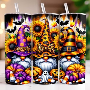 Halloween Gnomes 20oz Tumbler Wrap, 20 oz Skinny Tumbler Sublimation Design, Gnome Tumbler Wrap Halloween Tumbler Wrap, Digital Download