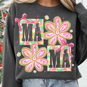 Blommigt mamma png-paket, matchande mamma mini png, mamma klotter png, mamma png, preppy mamma png, present till mamma, mors dag png, retro blommig png bild 2