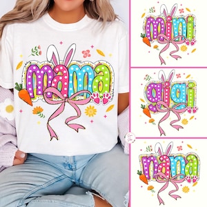 Coquette Mama Easter Bundle Png, Happy Easter PNG, Easter Png, Mini, Nana, Gigi, Retro Easter Egg Png, Easter Bunny Png, Floral Spring Png